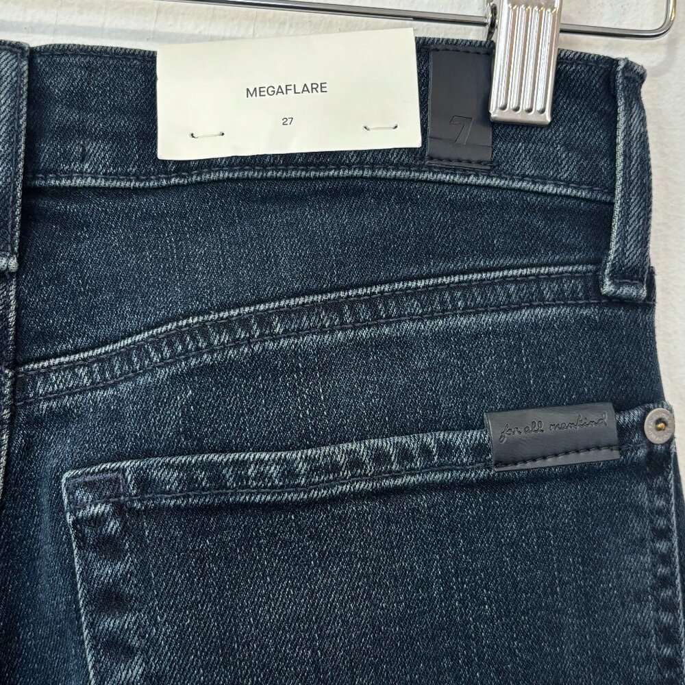 NWT 7 for all mankind Women's Megaflare High-Rise Dark Wash Denim Jeans, Size 27 - Picture 5 of 12
